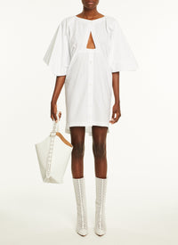 Hooded button-down dress - White