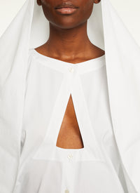 Hooded button-down dress - White