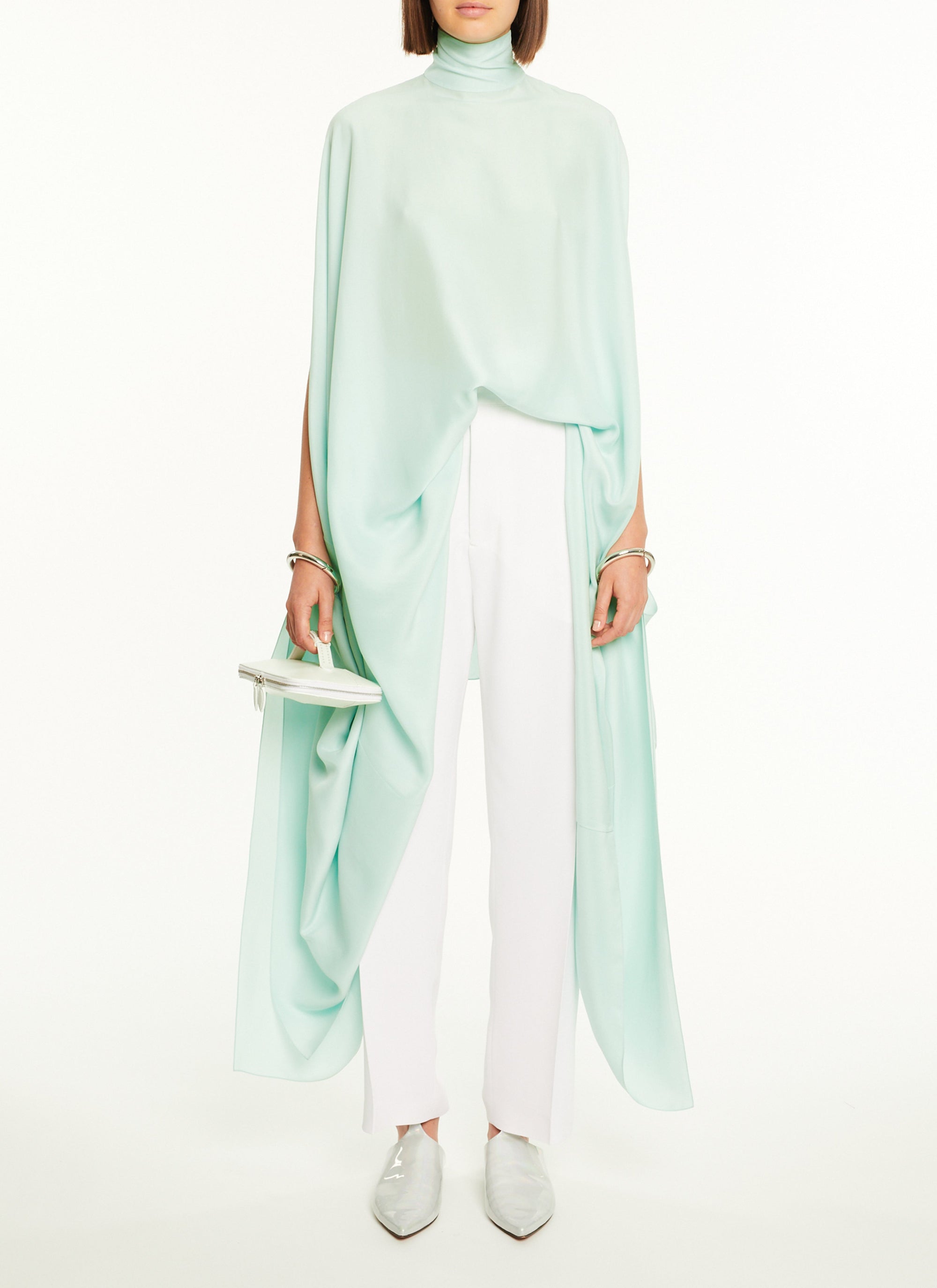Robe bracelet en soie - Vert Amande