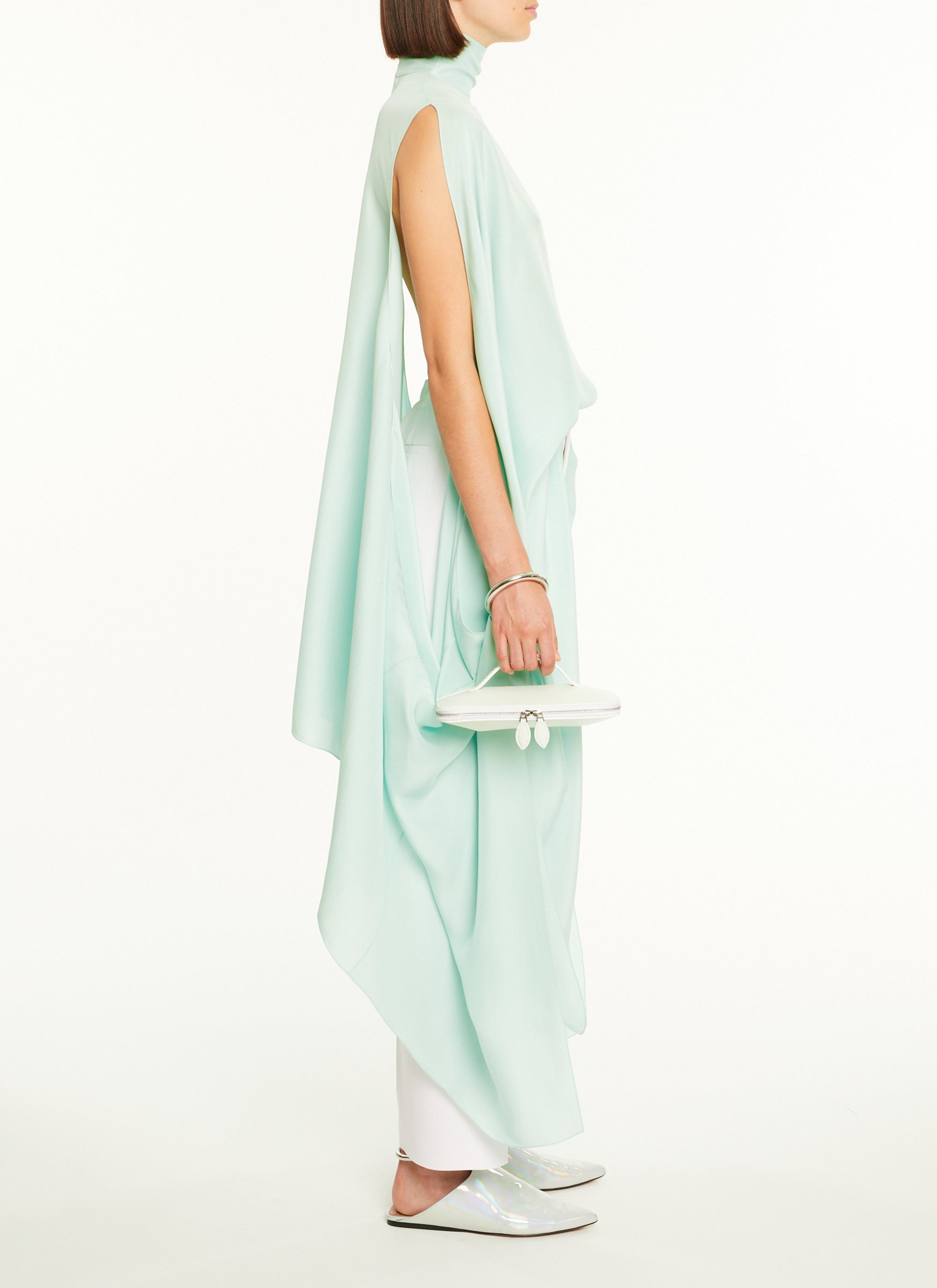 Robe bracelet en soie - Vert Amande