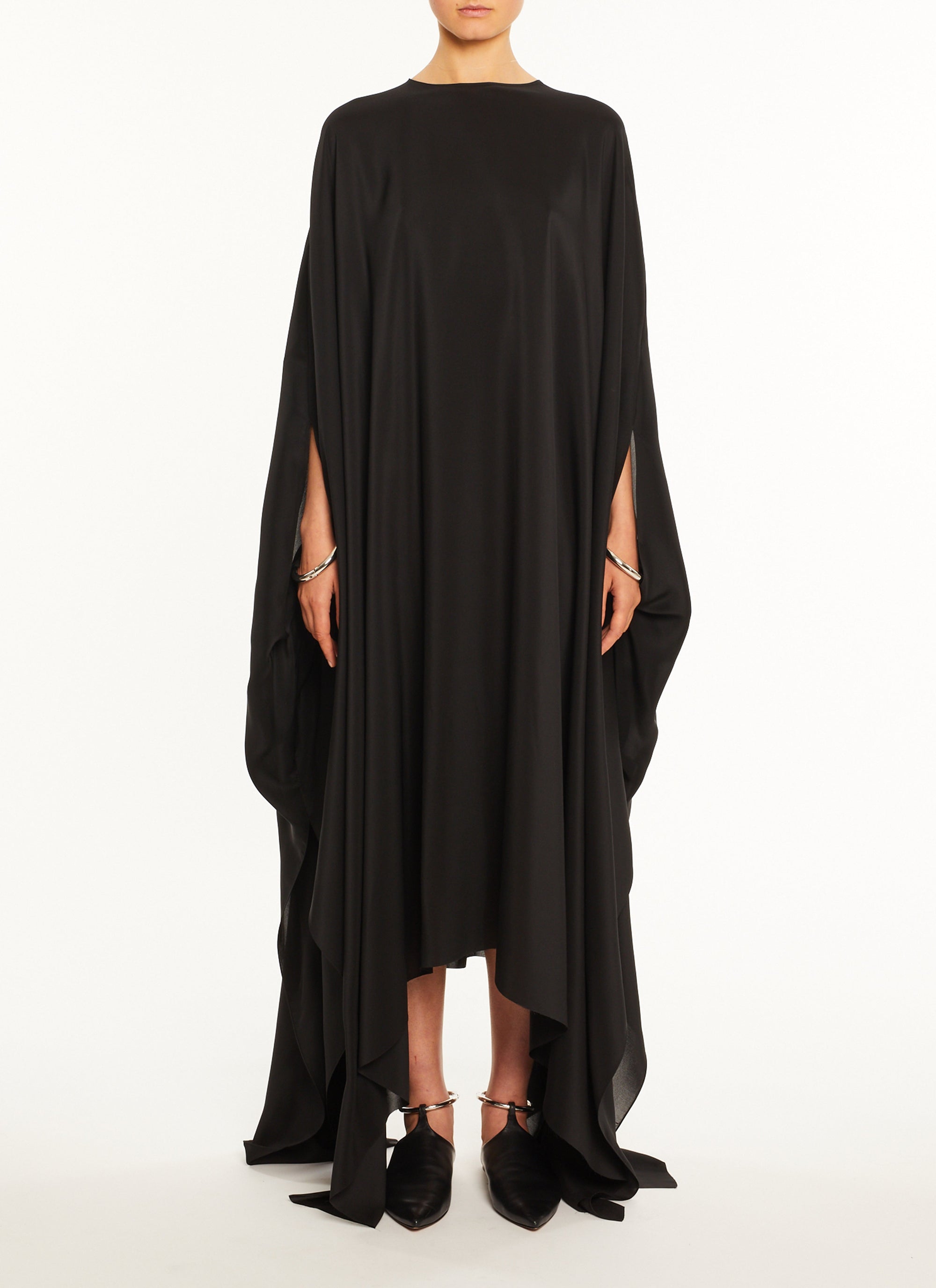 Robe kaftan en soie - Noir Alaïa