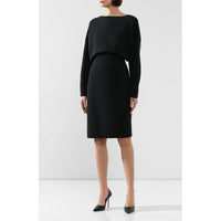 Long-sleeved wool dress - Intense Black