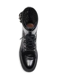 Lace-up open-toe boots in leather - Black