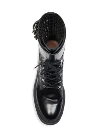 Bottines rangers à lacets en cuir - Noir intense