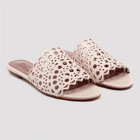 Mules plates à motif ajouré en cuir - Galet
