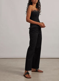 Pantalon à lacets en gabardine - Noir