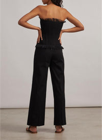 Pantalon à lacets en gabardine - Noir