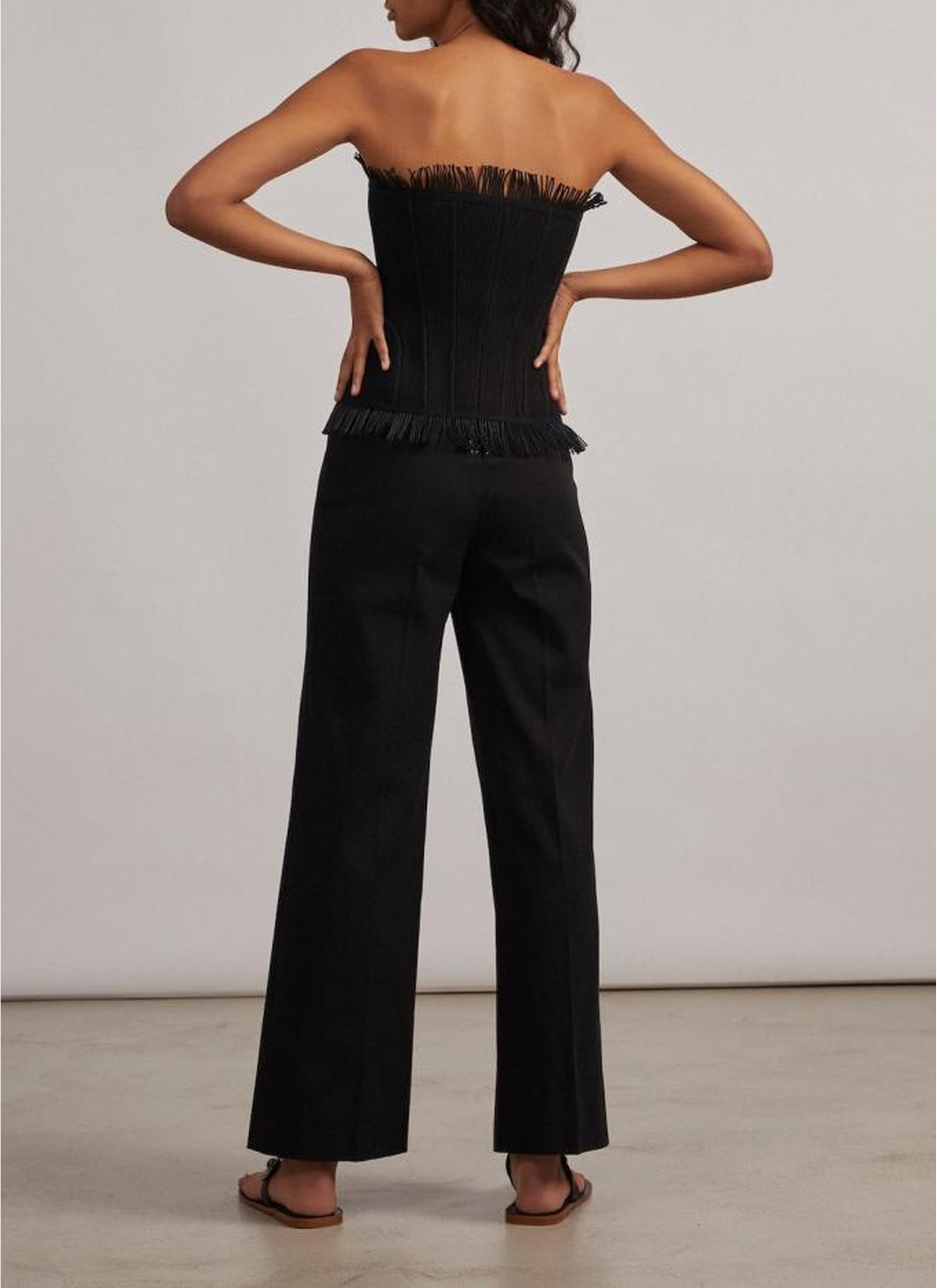 Pantalon à lacets en gabardine - Noir