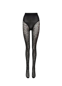 Leopard print tights - Black Alaïa