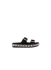 Leather platform bomb sandals - Black intense