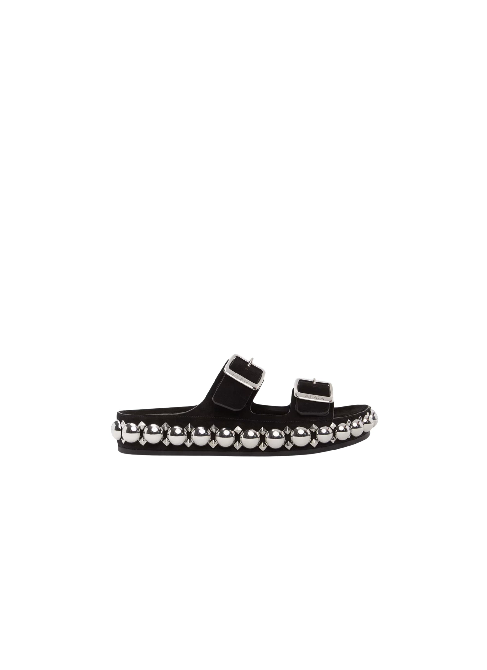 Leather platform bomb sandals - Black intense