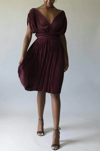Short draped dress - Bordeaux