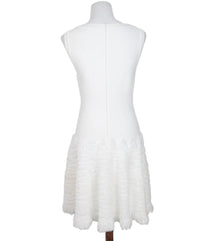 Sleeveless v-neck dress with microflounce bottoms - White