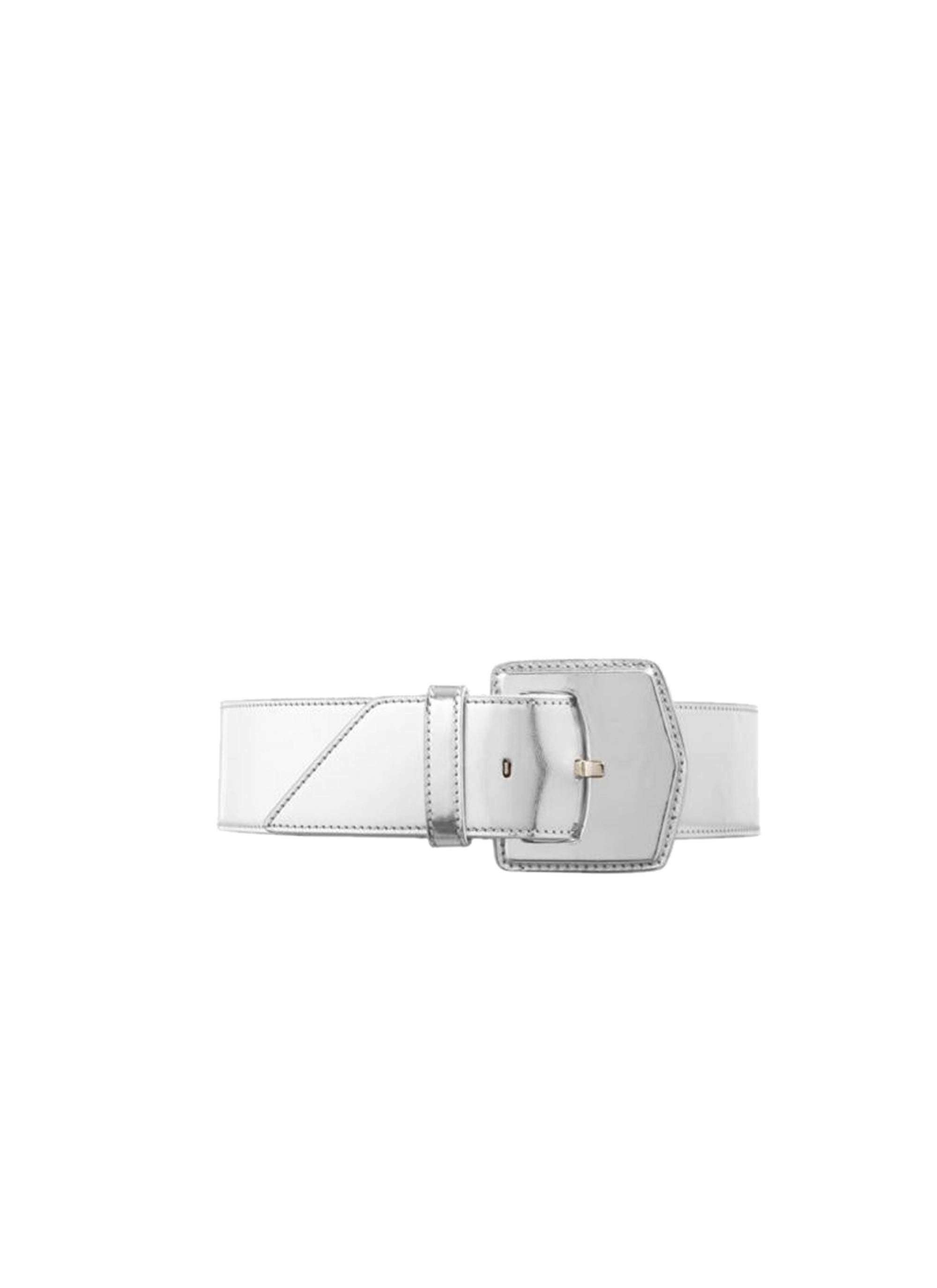 Ceinture à grosse boucle en cuir - Argent