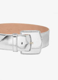 Studded corset belt in leather - Silver