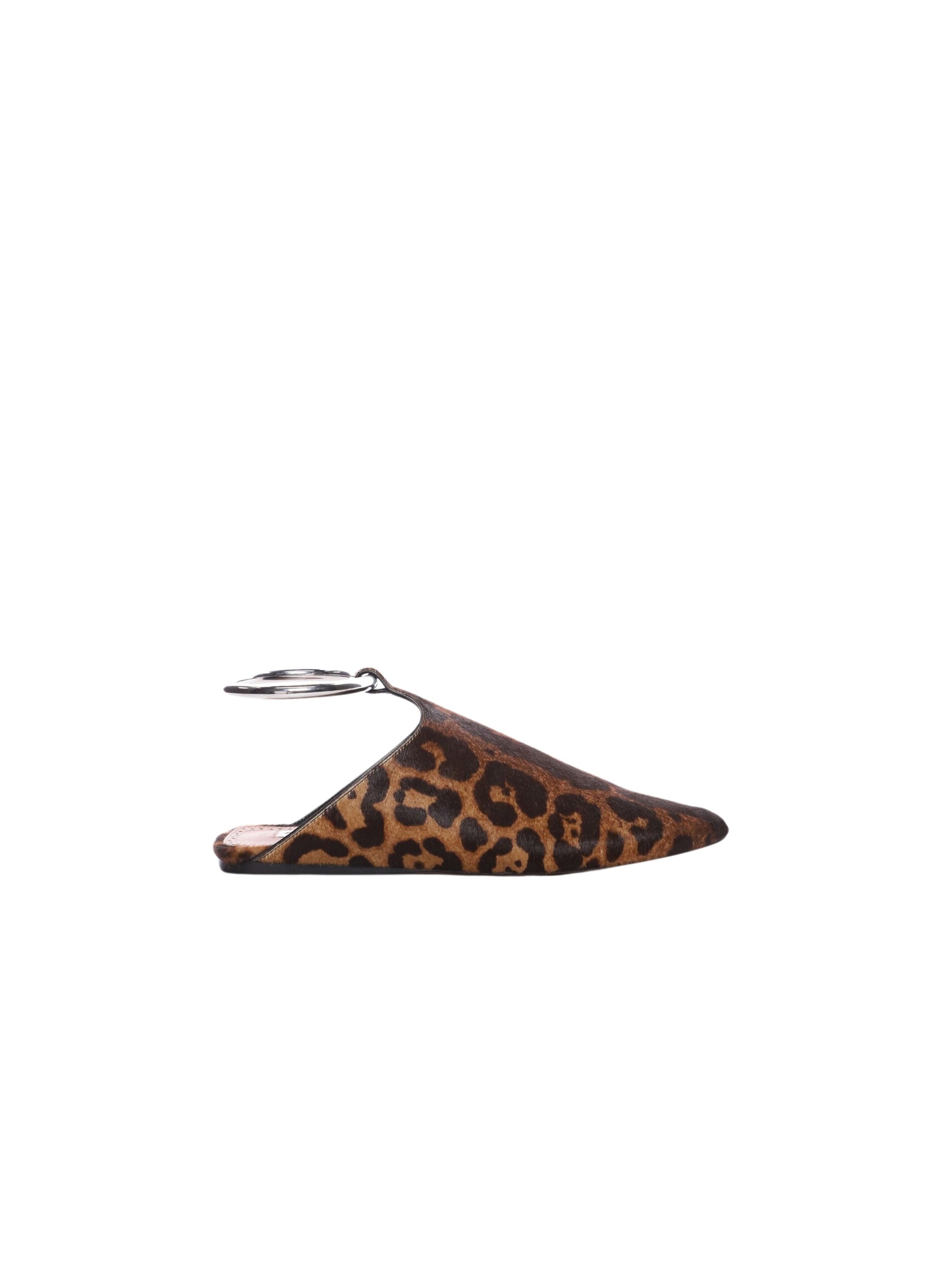 Leather mules with strap - Sepia Brown