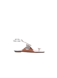 Leather eyelet sandals - Silver
