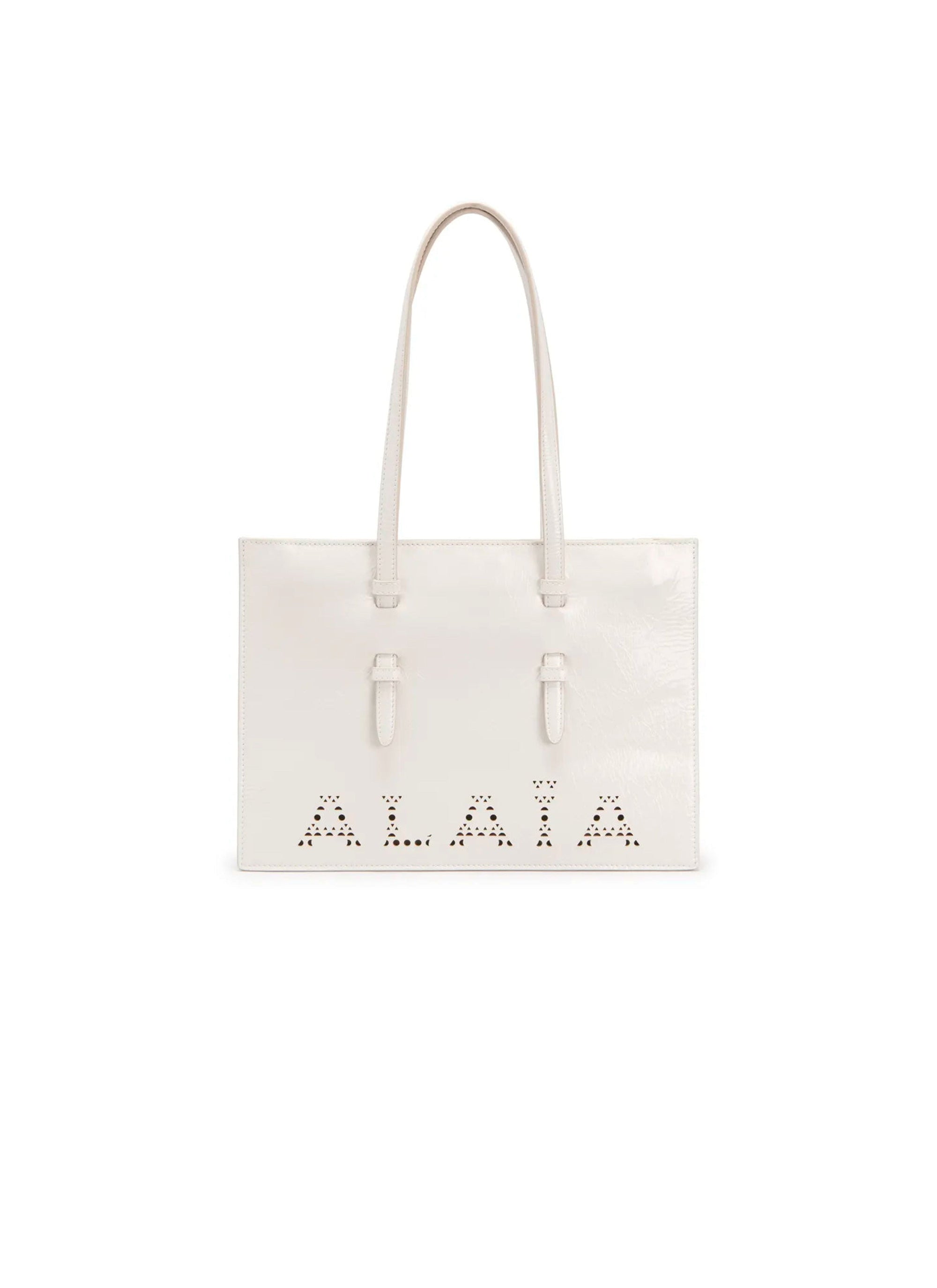 Mina Small Leather Shopping Bag - Optic White