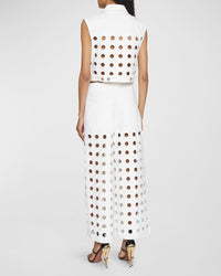 Jacket with circular embroidery - White