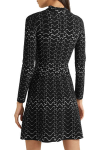 Filigree long sleeve tunic in wool - Black & White