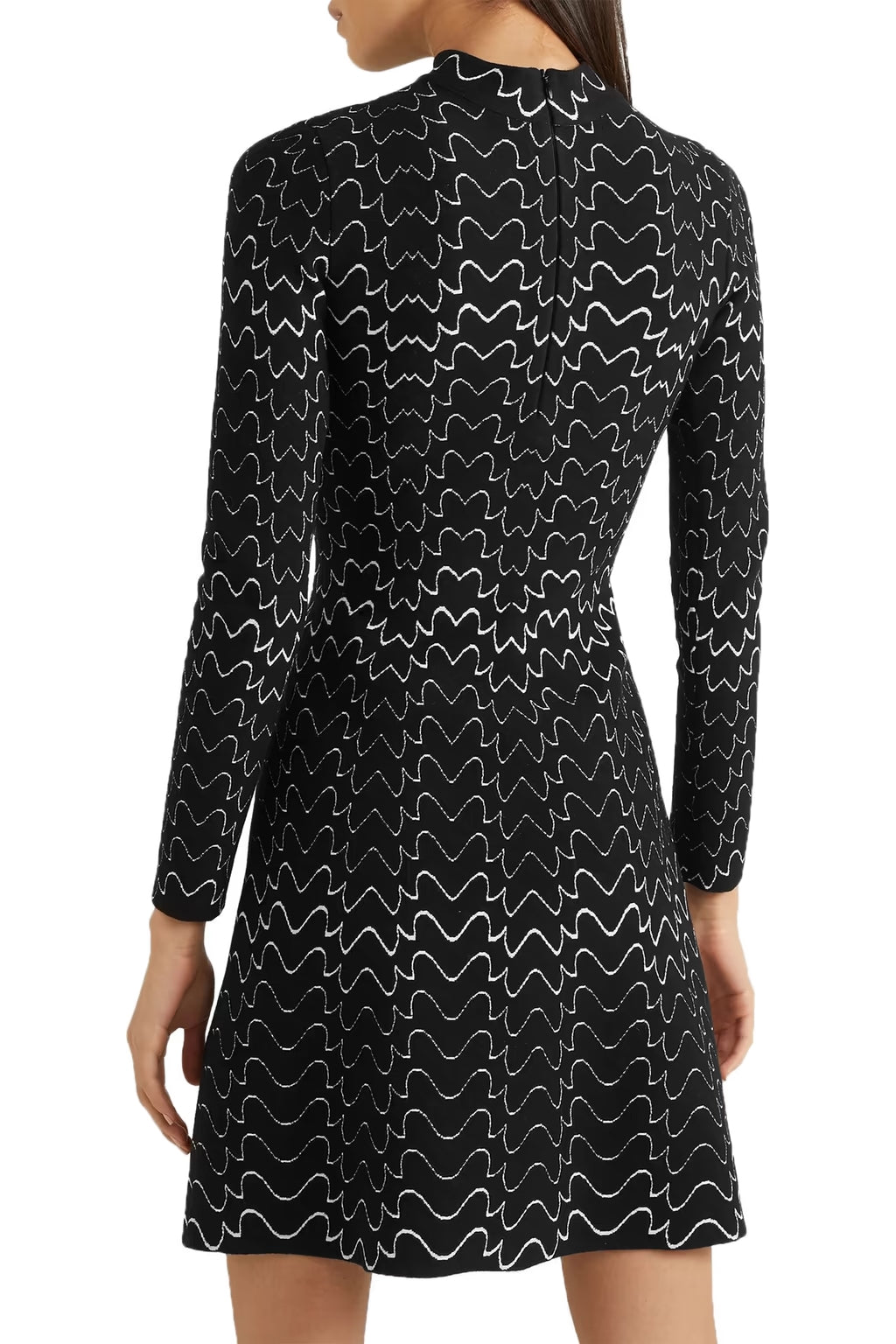 Filigree long sleeve tunic in wool - Black & White
