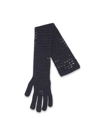 Glove 33cm wool flowers - Night