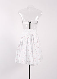 Printed Pop skirt with Panels - White & Blue