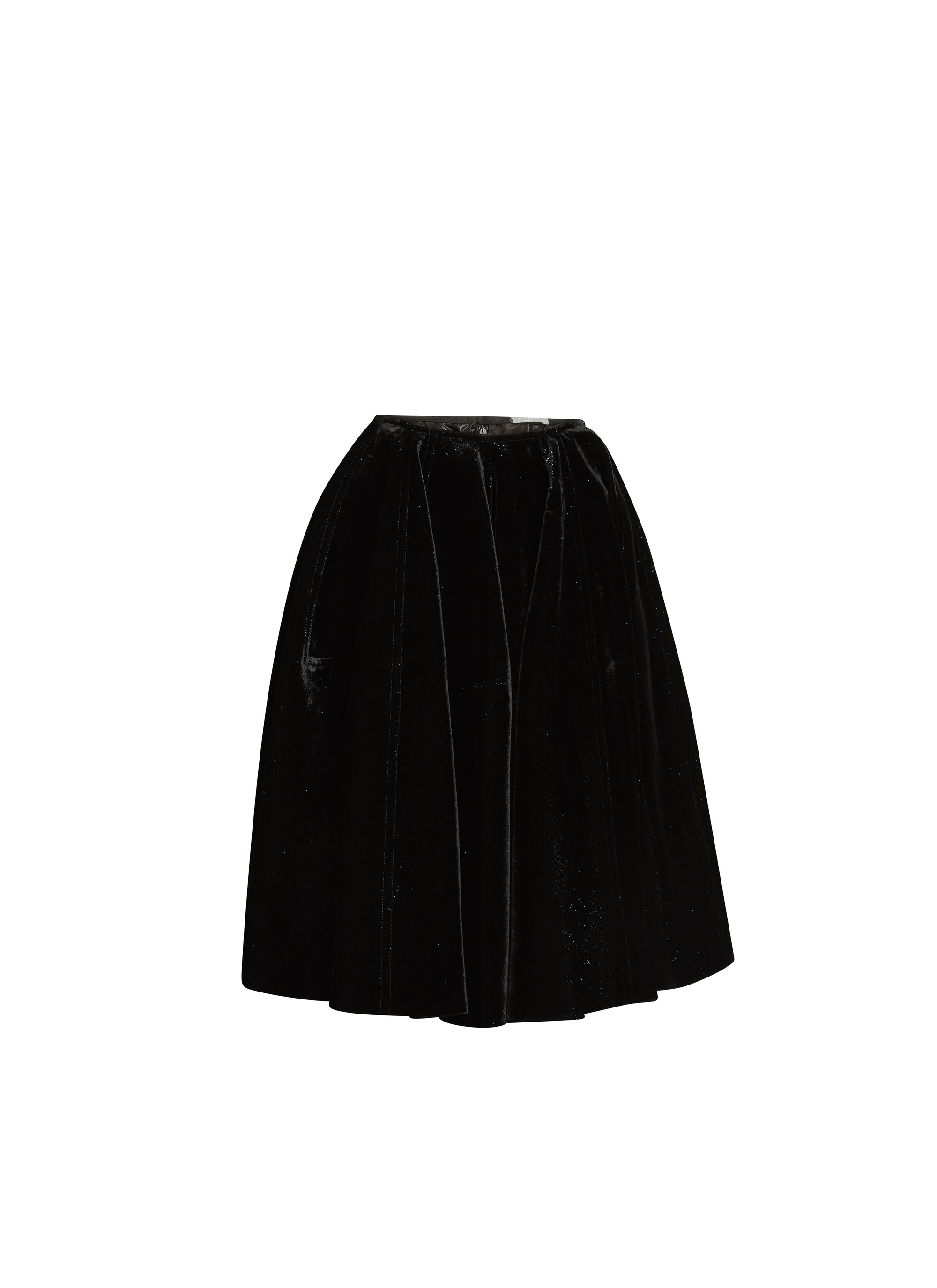 Jupe regular en velours scintillant - Noir