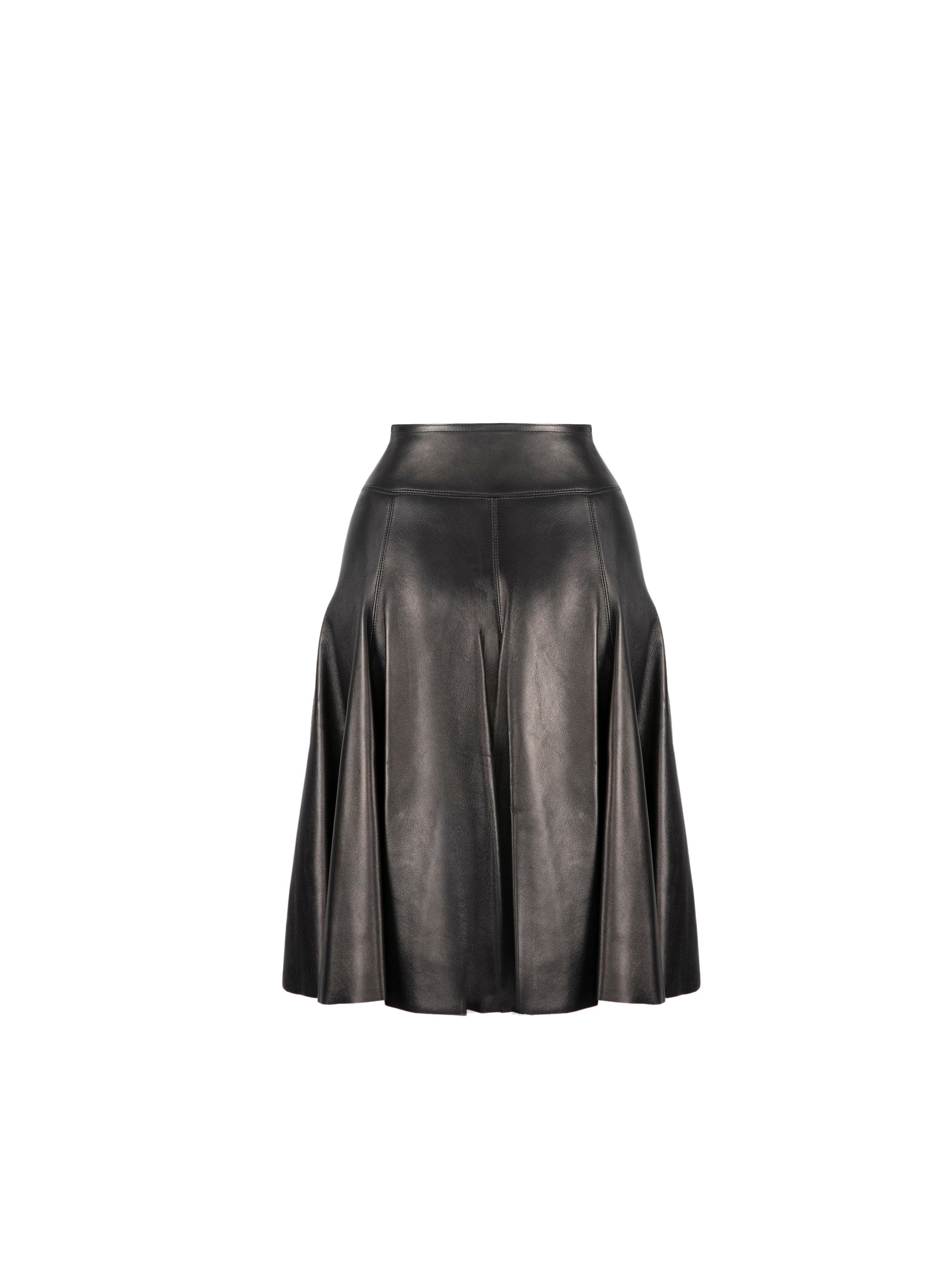 Jupe courte plongée en cuir - Noir