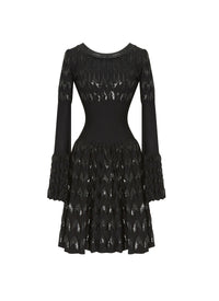 Belize long sleeve knitted dress - Black