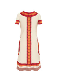 Marabout knitted short-sleeved dress - Vanilla