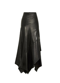 Jupe longue en cuir - Noir
