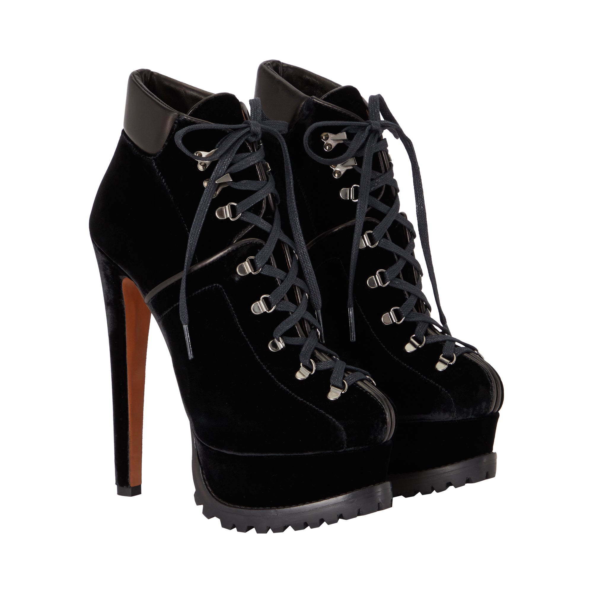 Bottines à plateforme haute en velours - Noir