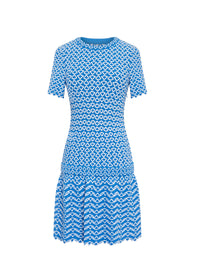 Robe à manches courtes Fantasia en maille - Bleu & Blanc