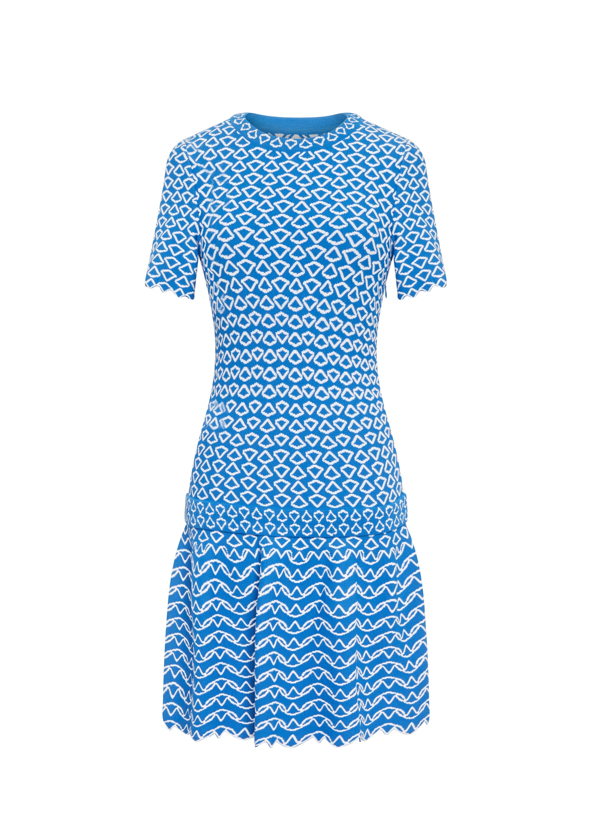 Robe à manches courtes Fantasia en maille - Bleu & Blanc