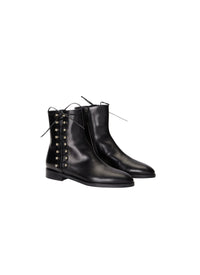 Elegant platform boots in leather - Black
