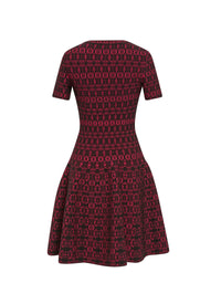 Alhambra knitted short sleeve dress - Black & Pink