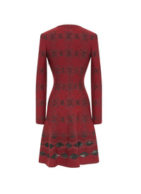 Wool Babylon long sleeve dress - Mahogany