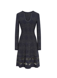 Wool Babylon long sleeve dress - Night