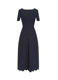 Eden wool short-sleeved dress - Night