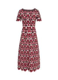 Eden wool short-sleeved dress - Black & Red