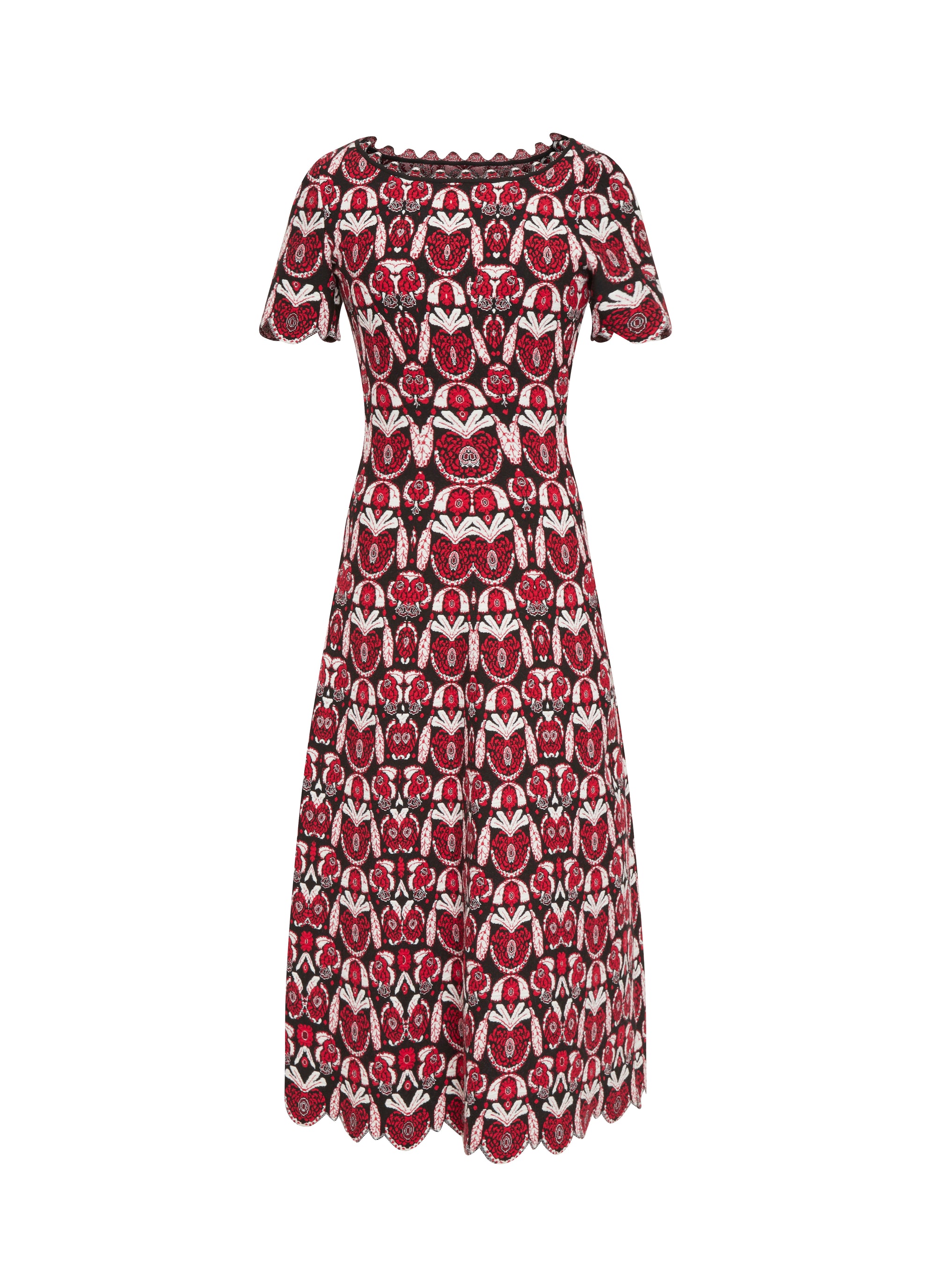 Eden wool short-sleeved dress - Black & Red