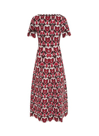 Eden wool short-sleeved dress - Black & Red