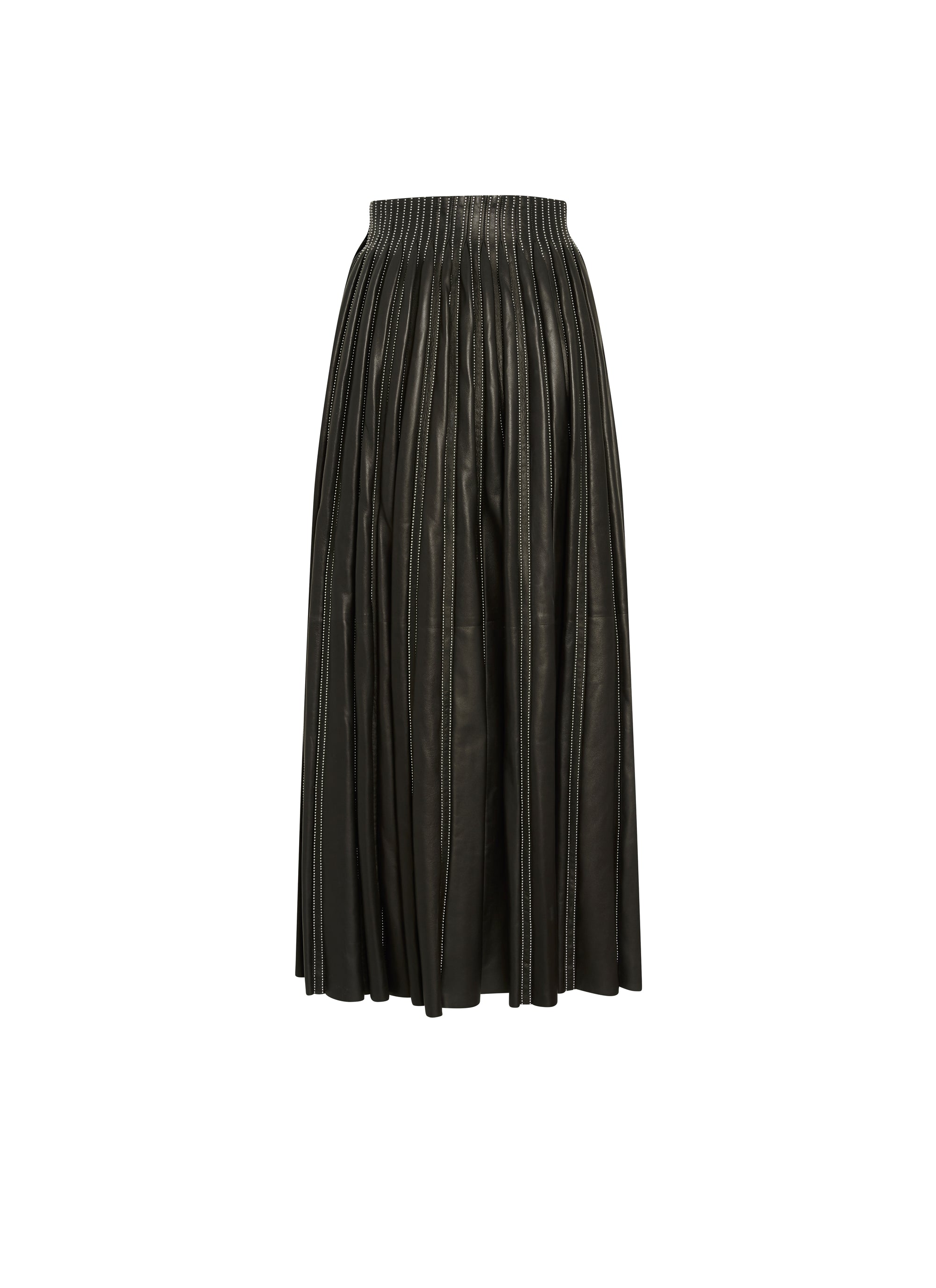 Jupe longue plongée en cuir - Noir