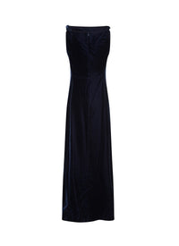 Sleeveless velvet dress - Dark Navy