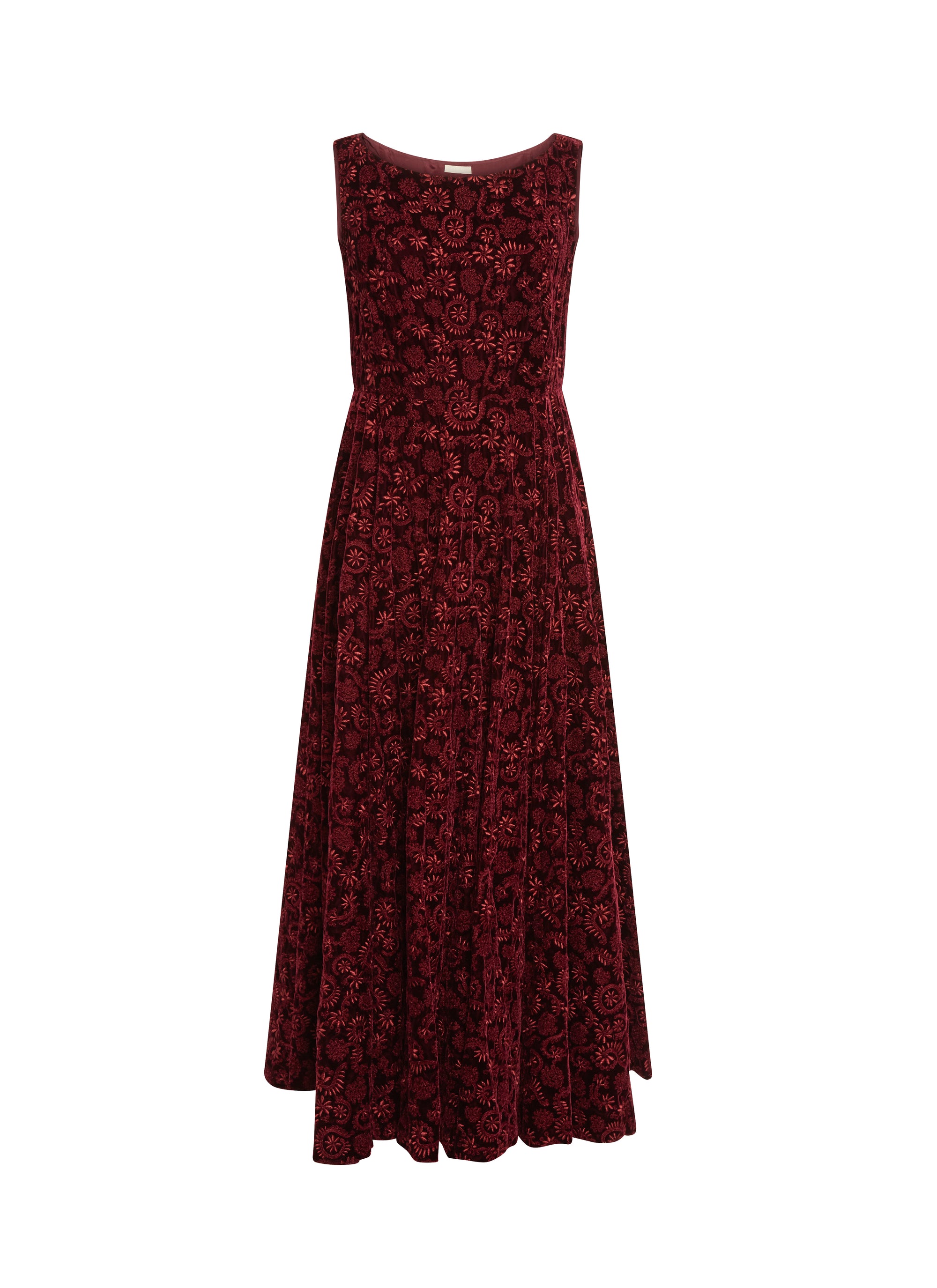 Robe brodée sans manches - Bordeaux