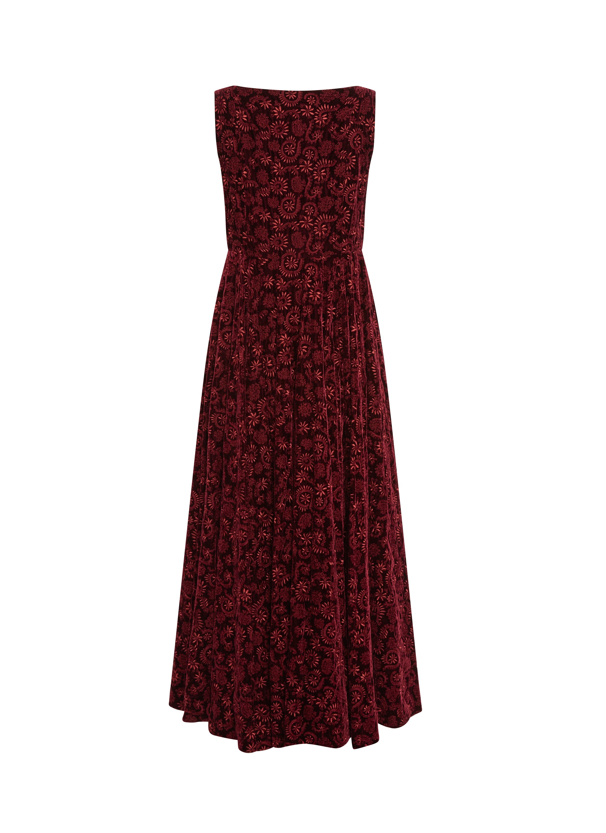 Robe brodée sans manches - Bordeaux