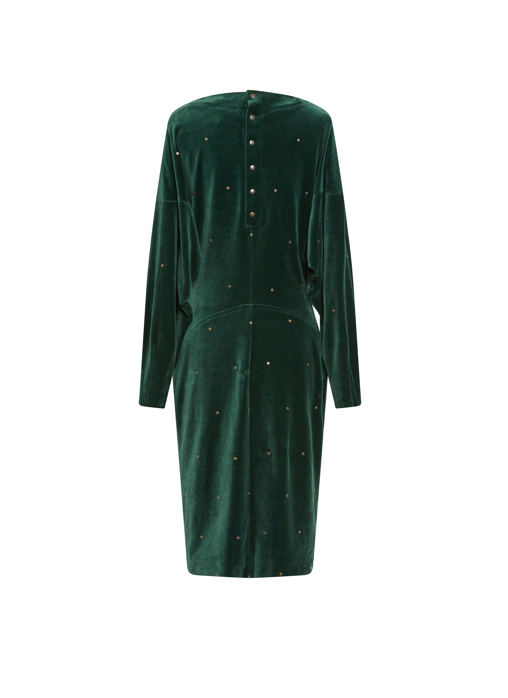 Jersey velvet long sleeve dress - Empire Green