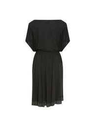 Short-sleeved flowing dress - Black