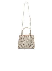Mina small openwork bag in leather - Pearl